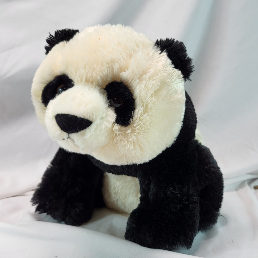 Destination Nation Aurora 12" Fluffy Plush Stuffed Black & Cream Panda Bear